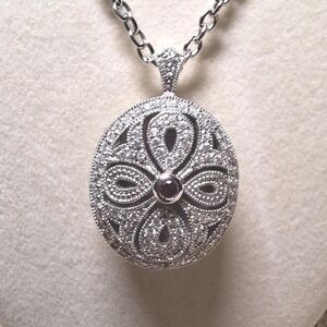 Diamond ruby locket in sterling silver natural gemstones chain not included